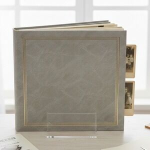 Pioneer Vintage Photo Scrapbook Album Gray Gold‎ 18 Page Expandable Memory Book